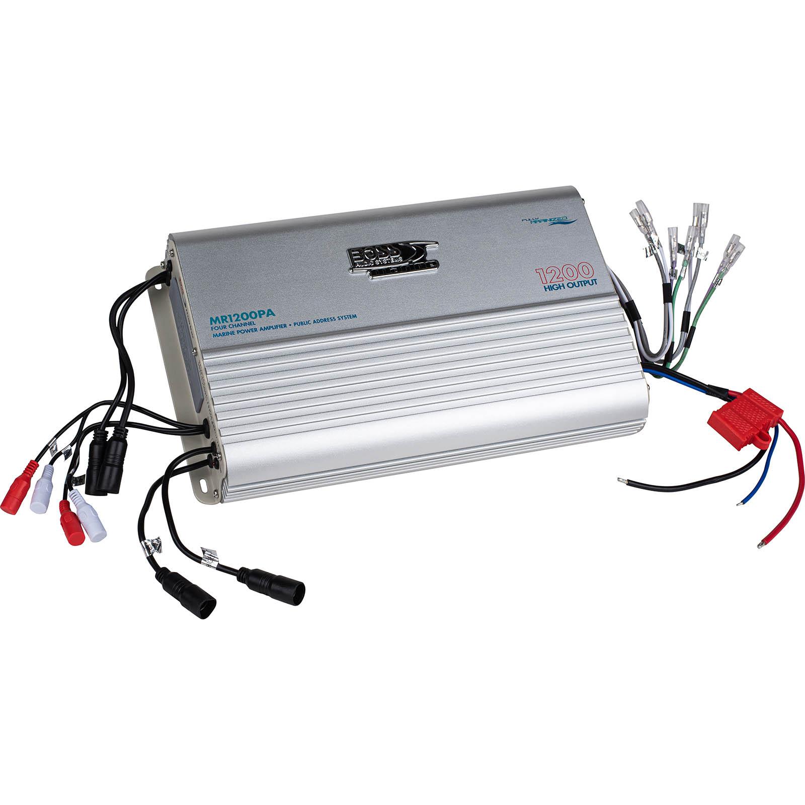 BOSS MR1200PA 1200W High Output 4-Channel Full-Range Class A/B Marine ...